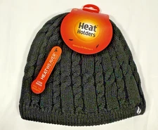 Women’s Heat Holders Heat Weaver Hat Black One Size NWT Winter Warm
