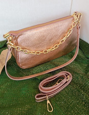 Borsa a gondola cerimonia vera pelle donna ragazza oro 3 manici Made in Italy