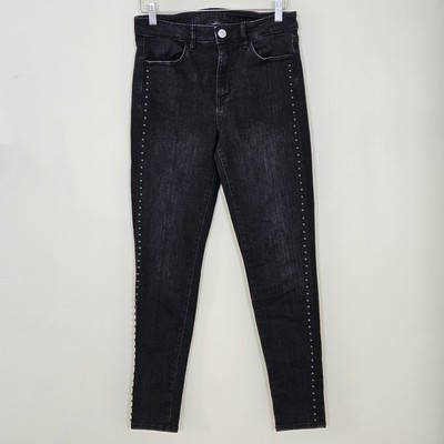 American Eagle Jean Womens US 8 Black High Rise Jeggings Stretch Studs Punk Goth