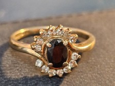 Vintage 9ct Gold Sapphire Diamond Cluster Ring Size X Hallmarked 2.4g