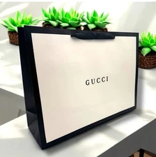 New Classic White / Black  Gucci Med Shopping Gift Bag  17” x 12.125” x 5”