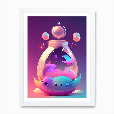 Plasma Kawaii Kids Space Kunstdruck gerahmt Wandbild Poster Leinwanddruck Bild