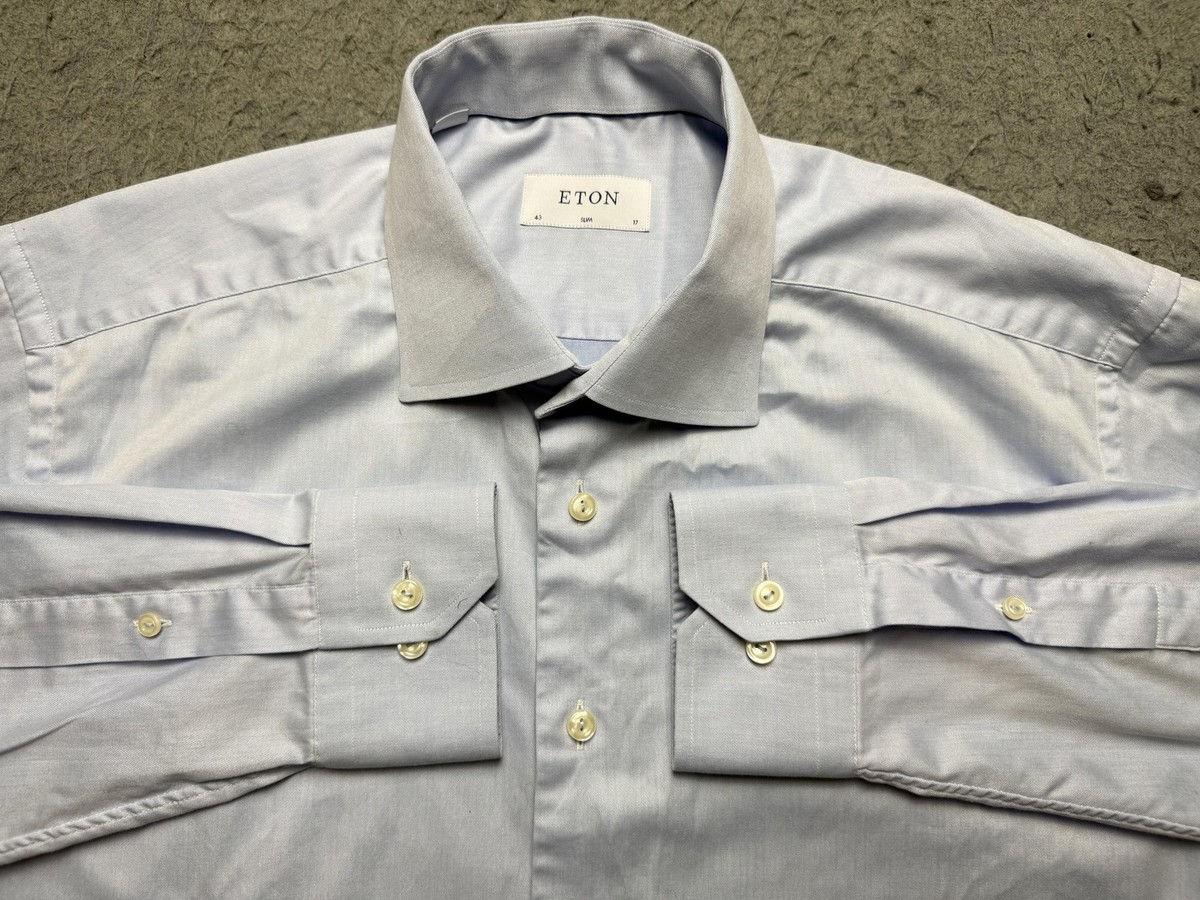mens dress shirts regular fit Eton Slim Fit Dress Shirt with Floral Pattern Detail – Faded Soul main image 0