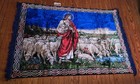 Vtg Jesus The Shepherd Tapestry Wall Hanging Made In Italy  Velvet 