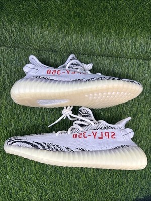 Size 11.5 - Adidas Yeezy Boost 350 V2  Zebra - CP9654 - White / Black / Red