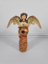 Roman Inc Christmas Angels Carved Resin with Gold Accents Joy