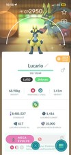 Pok�mon Trade Go Level 50- Shiny Lucario With 3 Moves- Legacy Force Palm