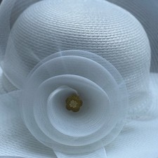 White Straw Church Hat Wedding Bridal Dress Hat Formal Occasion