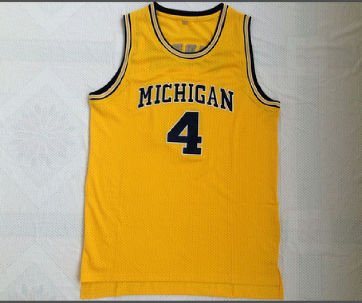 3 Colors Michigan Wolverines 4# Chris Webber College Basketball Jersey Stitched
