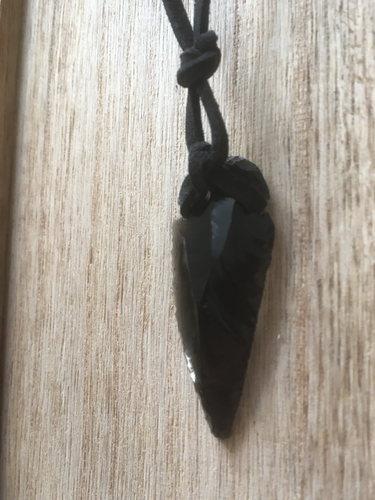 Obsidian Arrow Head Pendant Necklace Adjustable Long Cord Crystal Unisex Gift - Picture 12 of 21