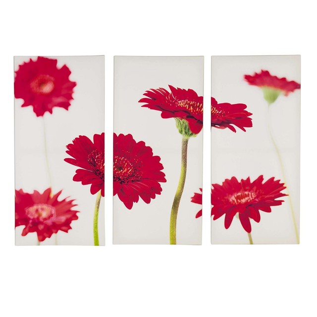 Set Of 3 Triptych Red Flower Canvas Wall Art Flowers Picture Home Decor Print For Sale Online Ebay