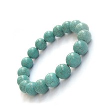 New Fashion 10mm Turquoise Round Beads Stretchy Women Lady Girl Bangle Bracelet