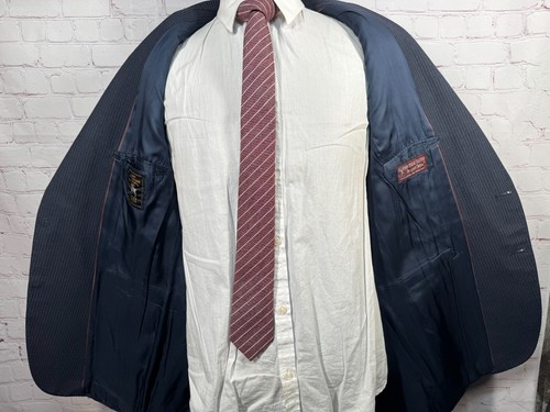 HART SCHAFFNER MARX Mens Navy Blue PINSTRIPE Sport Coat Blazer Jacket SIZE 42L - Picture 6 of 9