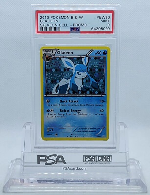 POKEMON 2013 BW BLACK STAR PROMO GLACEON #BW90 HOLO FOIL PSA 9