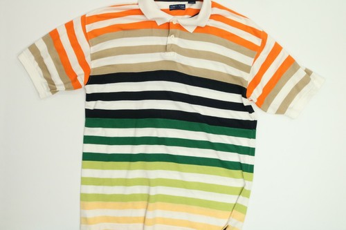 Mens Koman Jeans Orange Stripe Polo 