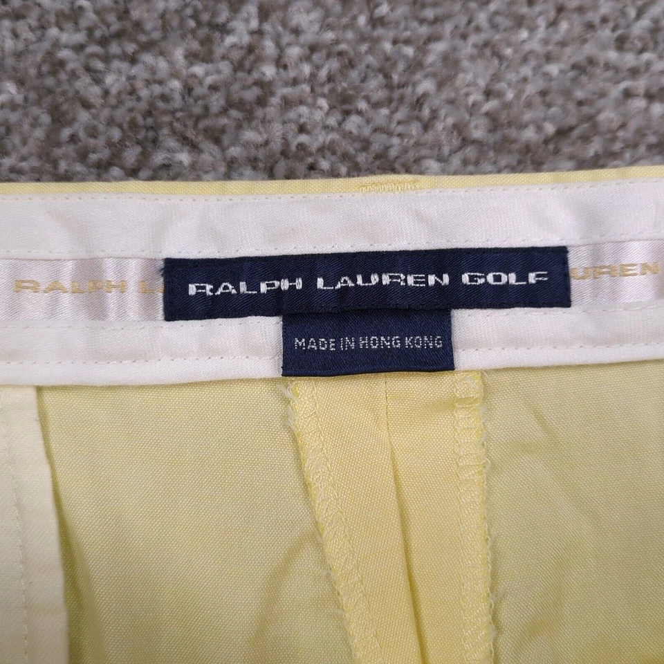 Pantalones Cortos de Golf Ralph Lauren Para Hombres 34 Amarillo Pierna Ancha Activo Preppy Country Club Foto 3 de 4
