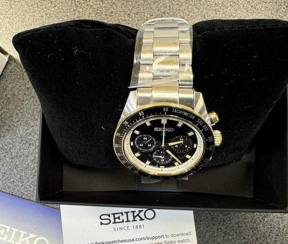 Seiko Prospex Speedtimer Solar Steel Bracelet Black Dial Watch