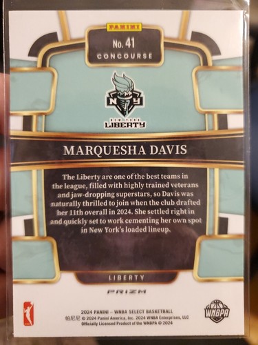 2024 Panini Select WNBA Marquesha Davis Pink Cracked Ice Rookie card-#41 Liberty - Picture 7 of 9
