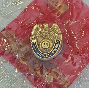 Vtg 24 Year Safe Driver Award 1/10 10K Gold Filled Screwback Lapel Pin Eagle Pin