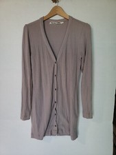 MICHAEL STARS WOMEN'S OPEN FRONT RIB CARDIGAN SWEATER TAN SMALL S