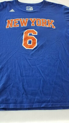 ADIDAS New York Knicks Kristaps Porzingis #6 XL T Shirt BLUE XLARGE THE GO TEE