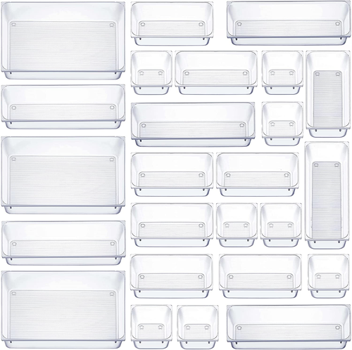 25 Pcs Drawer Organizer Set Dresser Desk Drawer Dividers - 4 Size Bathroom Vanit - 第 8/12 張圖片