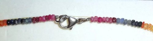 Collier Regenbogen-Saphir mit Smaragd Edelsteine facettiert ca. 50ct 46 cm S 925 - Bild 5 von 18