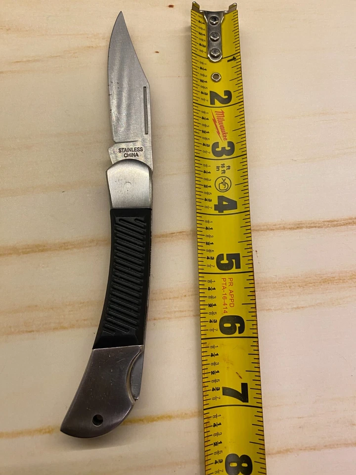 Navaja de bolsillo Winchester Lock-back borde liso agarre de goma acero inoxidable 7-3/8 pulgadas Foto 2 de 4