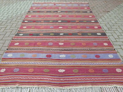 Vintage Turkish Kilim, Tribal Kelim, Floor Rug Wool Rug 78''x94'' Area Rugs Carpet