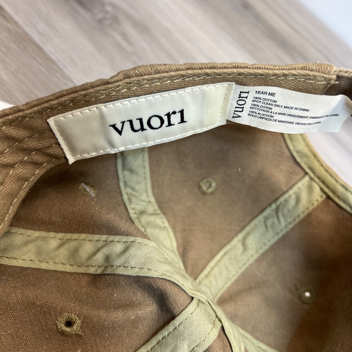 Vuori Hat Khaki Strapback  Outdoors Hiking Cotton Baseball Cap Preppy New No Tag Vuori Hat Strapback Khaki Tan Dad Cap Embroidered Logo Strap  main image 3