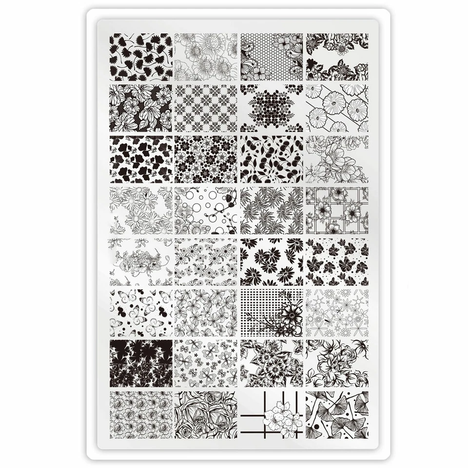 XXL Blumen Stamping Schablone #16 Vintage Nailart Platte Flower Nails Fullcover