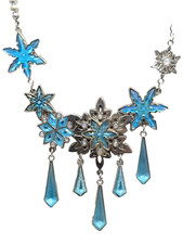 Euro Disney Elsa Necklace Snowflake Frozen Jewelry Ice Blue READ