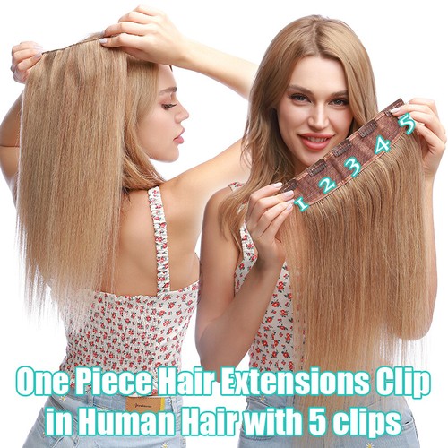 Balayage One Piece Clip In Real THICK Remy Human Hair Extensions Full Head Weft - Picture 5 of 43