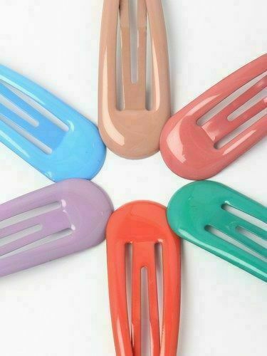 Snap Hair Clip Plain Colourful Bendy Click Clack Hair Slides Girls Hair Snappy - Picture 10 of 37