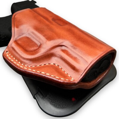 Leather Paddle Holster Open Top For Taurus PT 809 Compact 9mm 3.5
