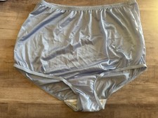 NWOT Vanity Fair Ice Silver Blue shimmer sissy silky nylon sissy panties Sz 7