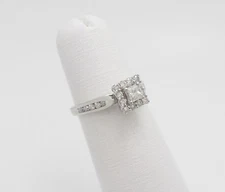 1/2CT Natural Princess Diamond Halo Engagement Wedding Ring 14K White Gold Band