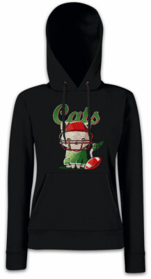 Cats Football Damen Hoodie Kapuzenpullover Cat Katze Katzen Helm Fun Liebe