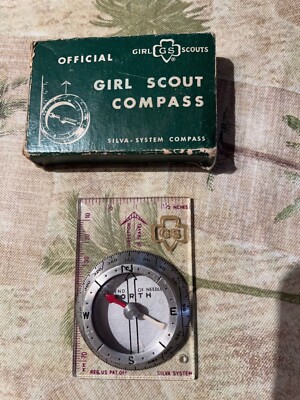 Old Girl Scout compass with box and instructions Silva