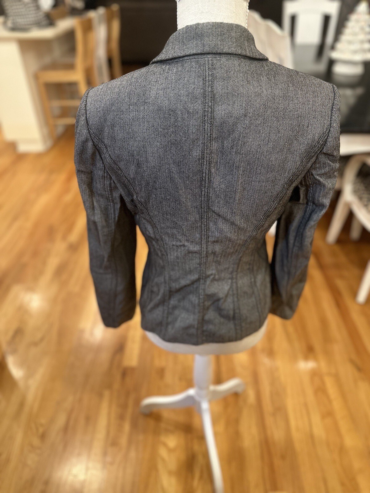 Loft Gray Chevron Two Button Wool Blend Blazer - image 4