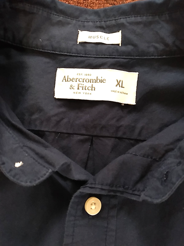 Abercrombie & Fitch Muscle Shirt Mens XL Navy Blue Long Sleeve Button Down Elk - Picture 4 of 10