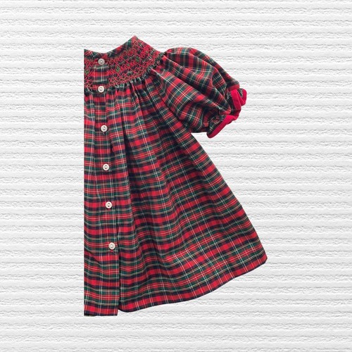 Southern Sunshine Toddler Girls Smocked Tartan Plaid Dress Red Green Size 3 - Picture 10 of 12