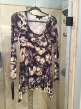 Karen Kane Brown Purple Womens Printed Long Sleeves Wear to Work Dress S Small