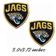 2PCS Jacksonville Jaguars JAGS Shield Embroidered Iron On Patch 