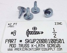  8x1/2 Modified Truss Head Phillip Self Drilling Screws Steel Zinc Plated 500 
