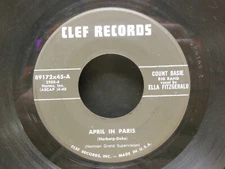 Count Basie w/ Ella Fitzgerald: Party Blues / April in Paris, 45 RPM, VG+ (F7)