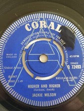 Jackie Wilson,DEMO,Higher and Higher/I'm The One,EX,Coral,1967,Northern Soul