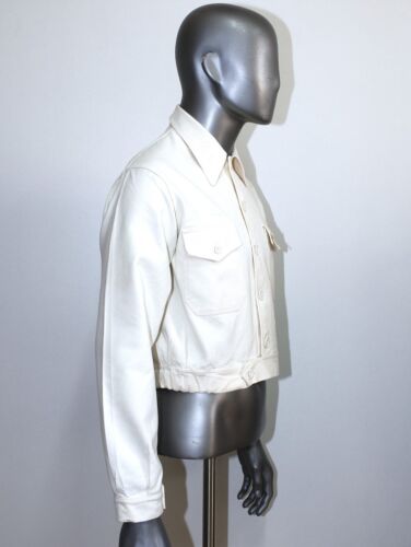 New 1940s Off-White Cotton Twill Work Chore Cyclist Jacket Size S Made in France - Picture 3 of 7