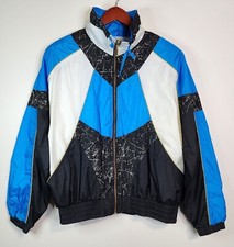 Vintage 80s 90s East West Women's Medium Track Suit Windbreaker Jacket Abstract