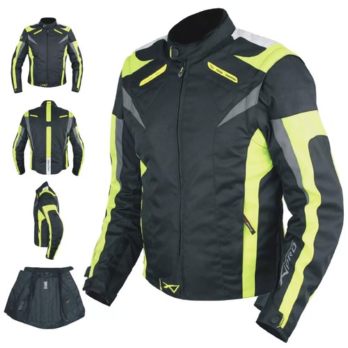 Giacca Moto Protezioni/Manica Staccabile Termico Removibile Nero Nero/Fluo - Foto 4 di 8